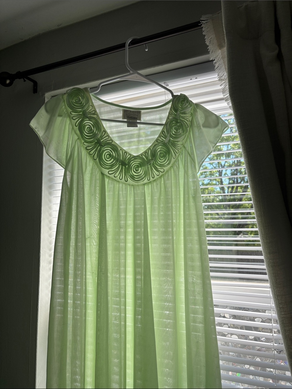 Mint Green Embellished Sheer Nightgown